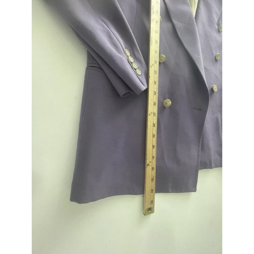 Bachrach Mens Purple Double Breasted Blazer Jacket 100%wool Peak Lapel VTG USA